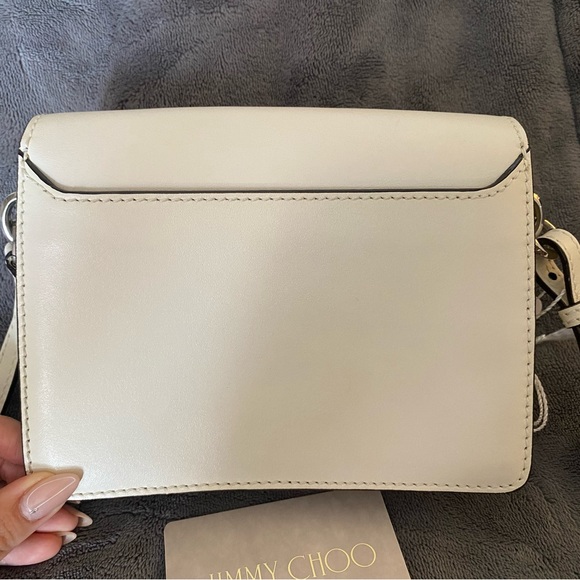 Jimmy Choo Latte Leather Crossbody/Shoulder Bag with Rare Crystal Snake Buckle - Picture 5 of 12